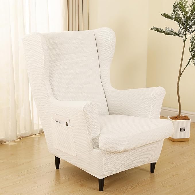 HAOYONG Jacquard Wingback Chair Cover Thickening Armchair Covers 2 Pieces