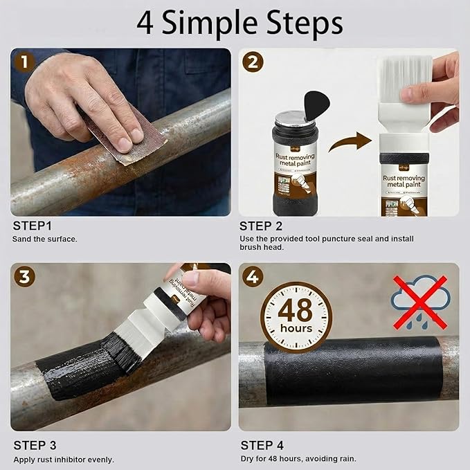 Black 2-in-1 Rust Converter & Touch Up Paint, 6.35 Fl oz, Rust Inhibitor &