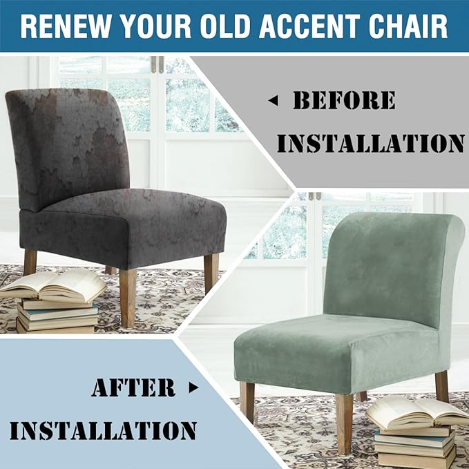 H.VERSAILTEX Armless Accent Chair Covers Thick Velvet Armless Chair Slipcovers