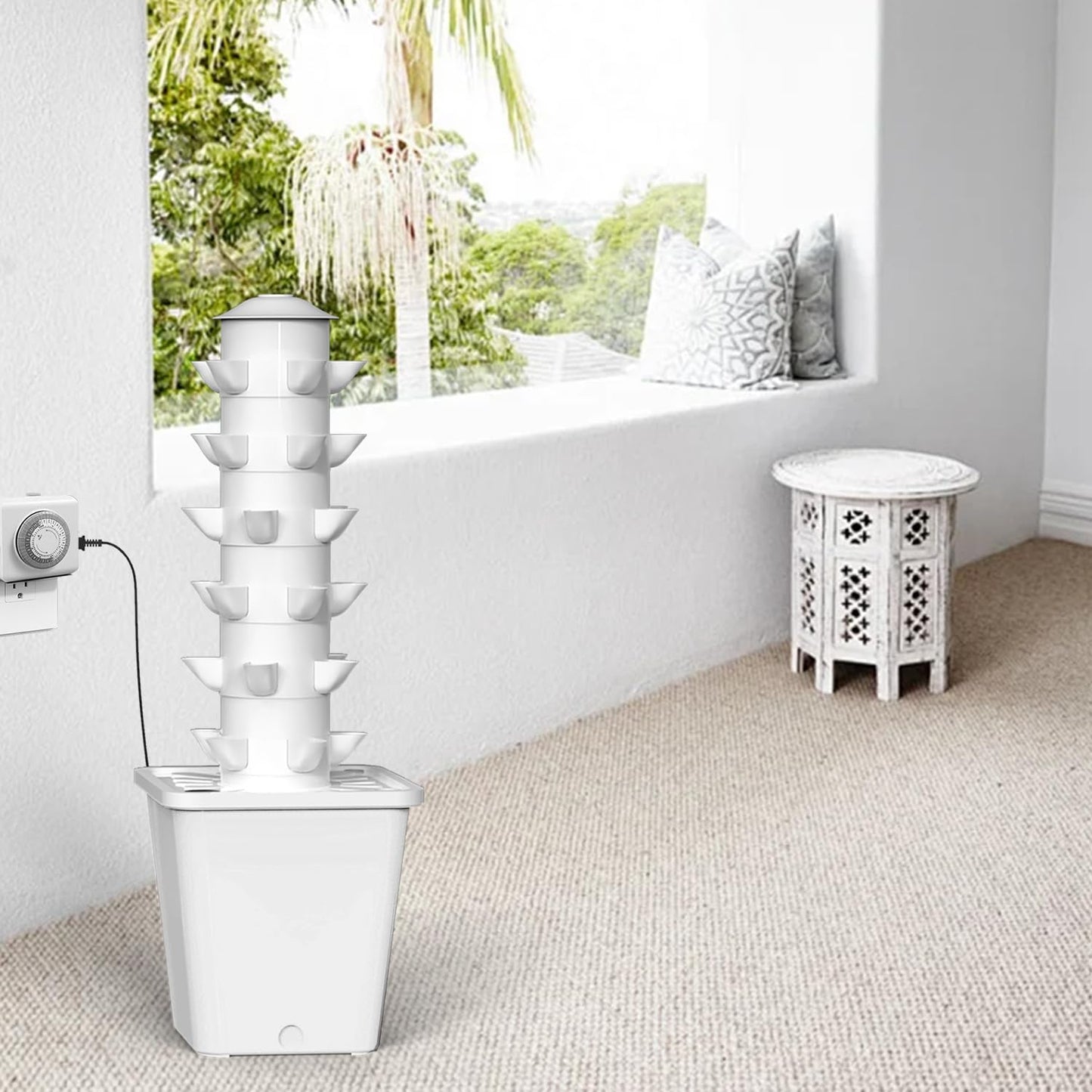 LYCereal Hydroponics Growing System, 30-Plant Indoor Hydroponic Tower with Pump System, Plants Germination Kit, Smart Aeroponic Herb Garden, Vertical Hydroponic System for Gardening Lover (No Seed)