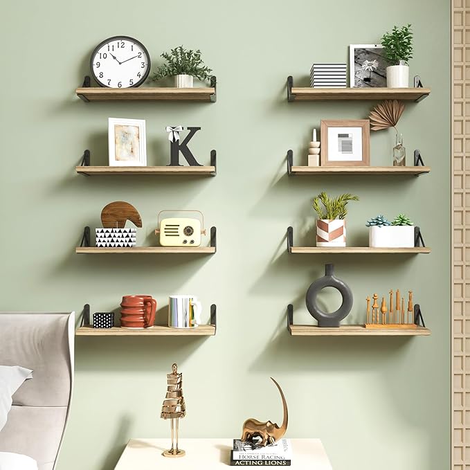 Fixwal Shelves for Room Wall, Width 4.75in Rustic Wood Wall Storage, Floating