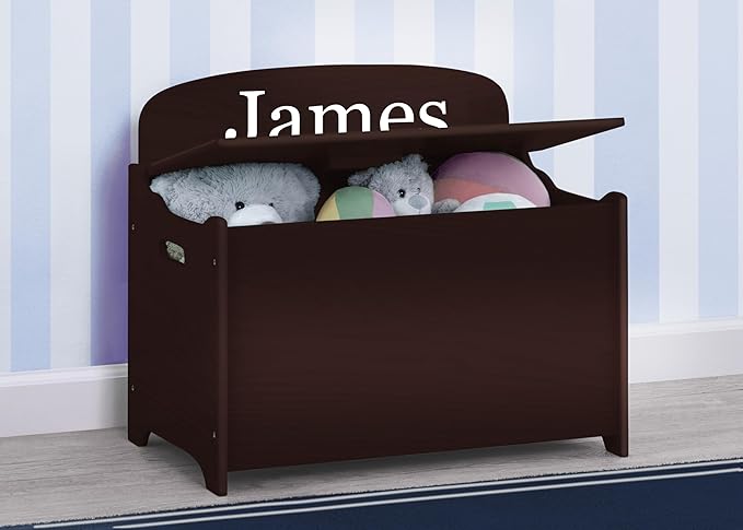 Delta Children Personalized MySize Deluxe Toy Box, Dark Chocolate
