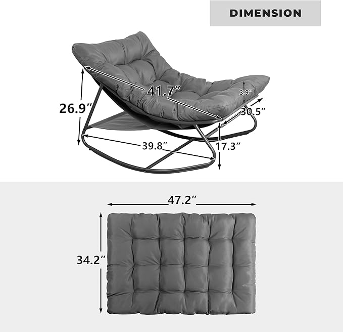 NOBLEMOOD Oversized Rocking Chairs Set of 2, Outdoor & Indoor Papasan Rocking