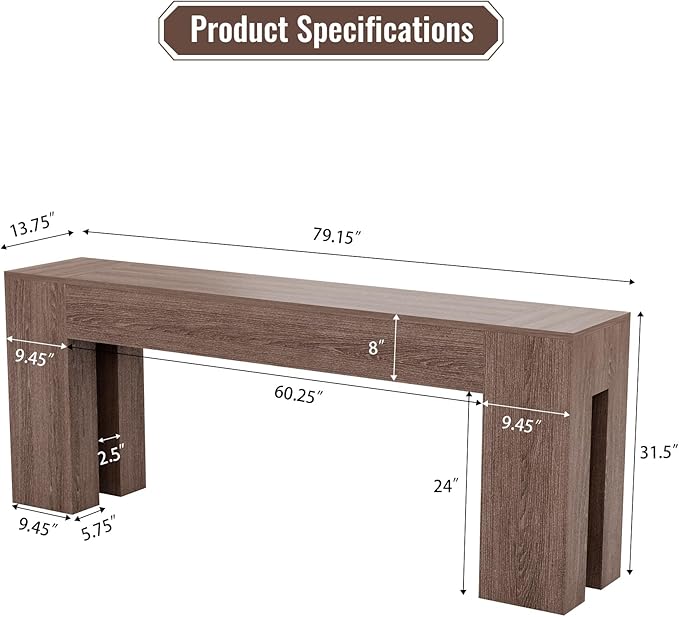 Epecoya Extra Long Sofa Console Table