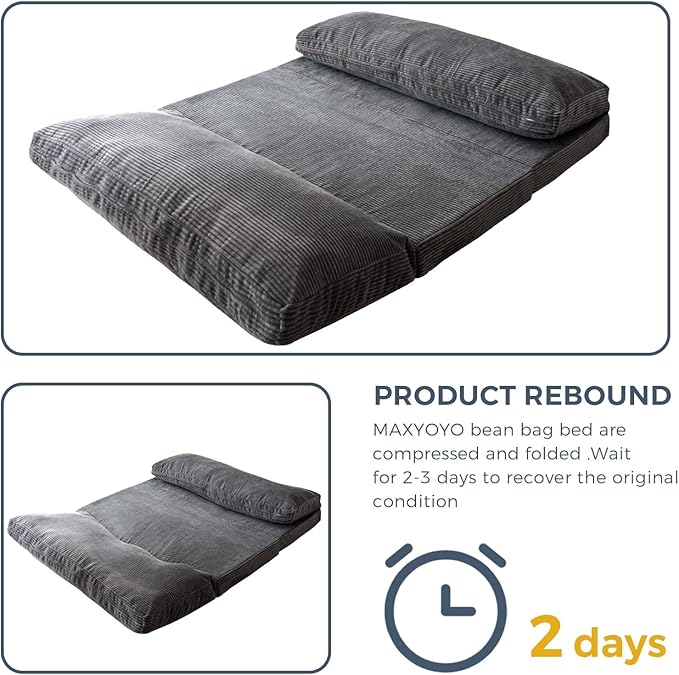 MAXYOYO Folding Sofa Bed, Extra Thick and Long Floor Sofa Convertible Sleeper