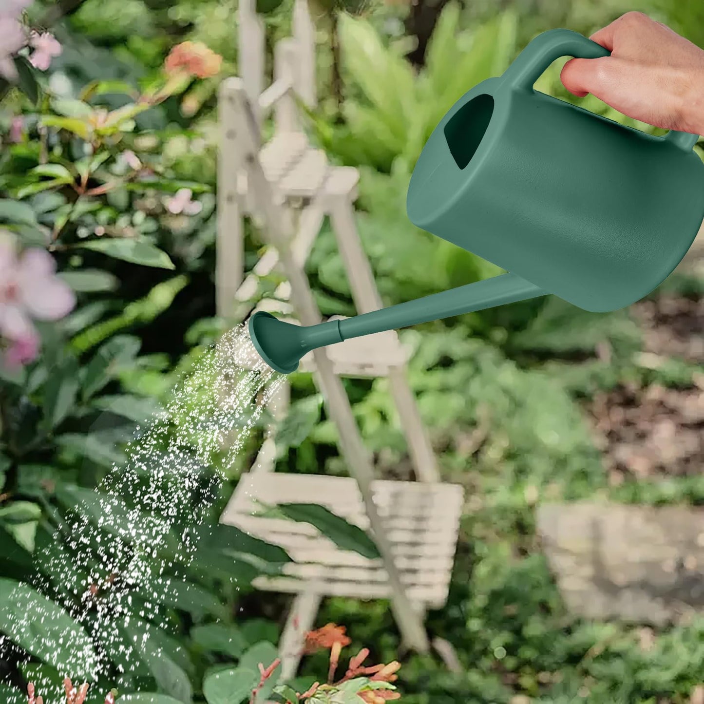 ZXJ Plant Watering Can - for Indoor and Outdoor Home Garden Plants - with Long Spout - Blackish Green - 1/2 Gallon