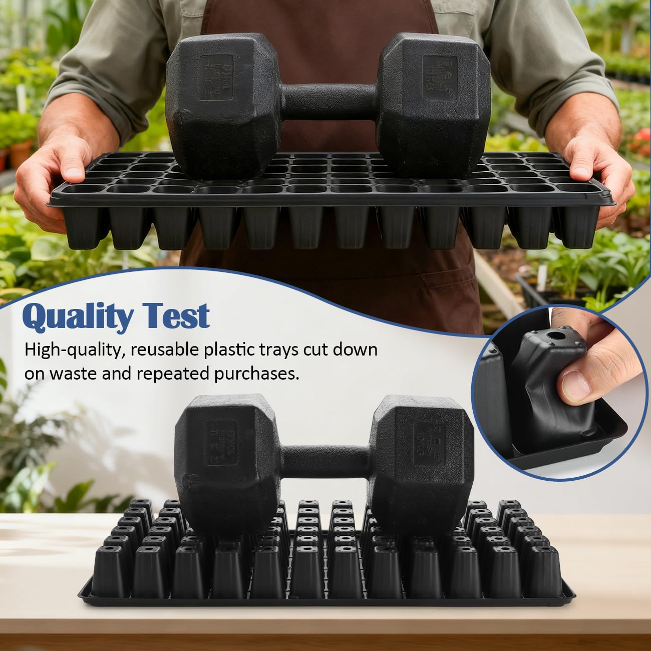 1020 Trays with Grow Light and 6.3" Humidity Dome - 4 Pack Heavy Duty Seed Trays with 72 Cell Plug Trays, Germination Kit with Timer and Dimmable LED - Reusable Plant Propagation Box for Gardening