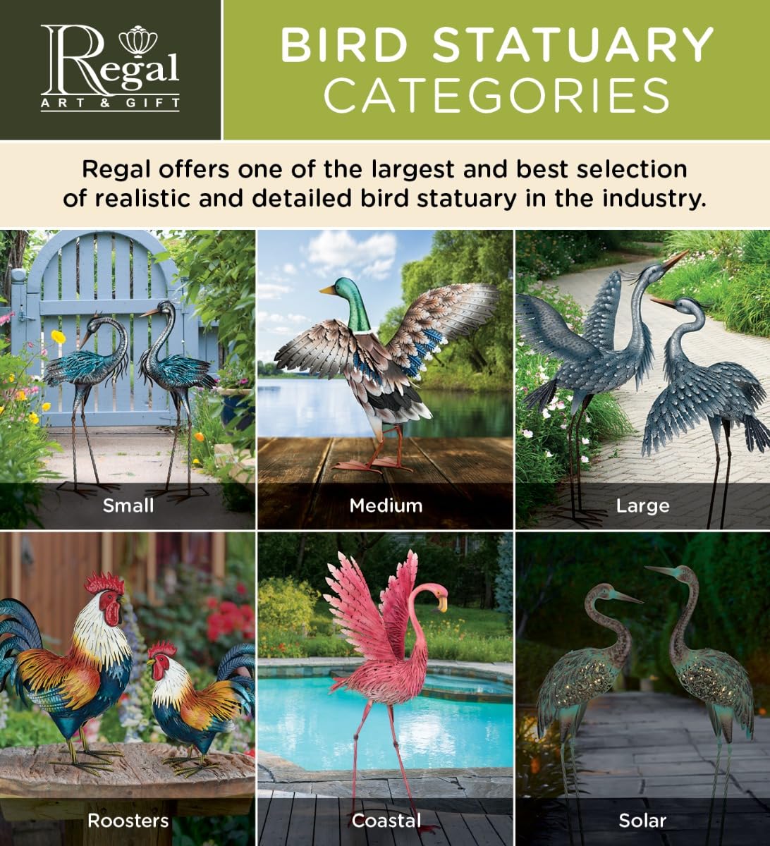 Regal Art & Gift Metal Garden Décor - Decorative Handcrafted Yard Art, Statue & Garden Sculpture for Lawn, Patio & Outdoor/Indoor Display - Green Bronze Pelican