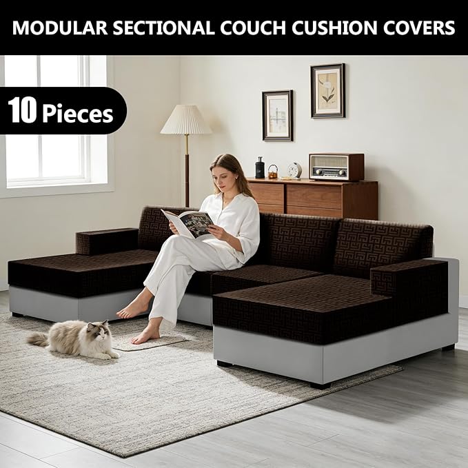 UNBBRRL 10 Pieces Stretch Sofa Cushion Covers