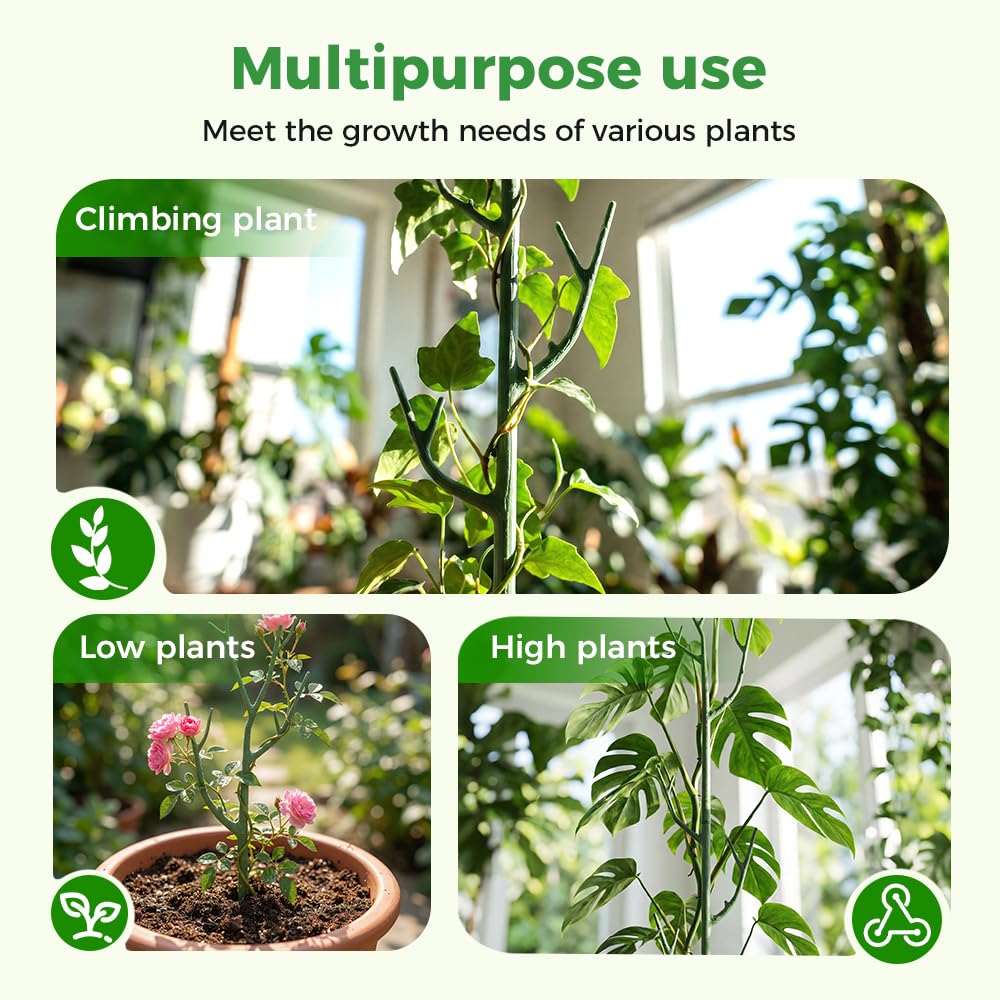 10 Pack Stackable Monstera Plant Support, Garden Plant Support Stakes for Indoor Outdoor Plants, Climbing Plant Support Structures Plant Holder Stick Moss Pole for Support Tall Potted Plants
