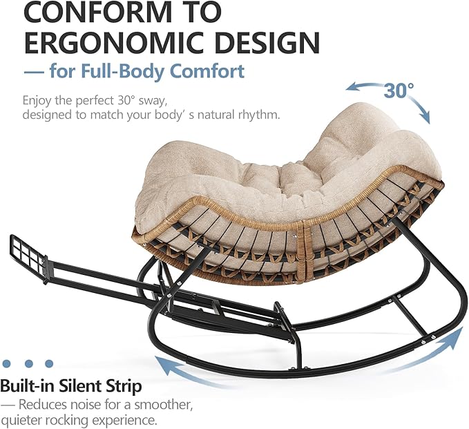 SWITTE Outdoor Papasan Rocking Chair
