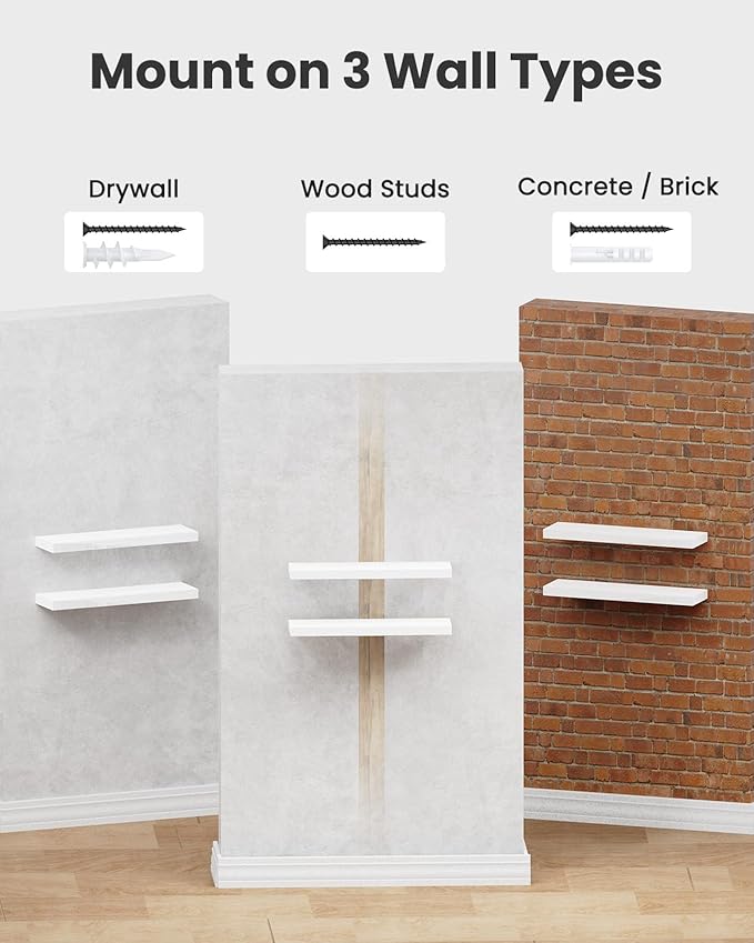 AMADA HOMEFURNISHING Floating Shelves Wall Mounted, 15 x 7 Inch Wall Shelves