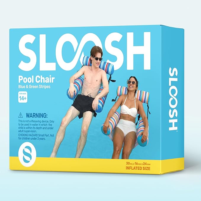 SLOOSH Inflatable Pool Floats Adult, 2 Packs Floating Lounge Chairs, Blow up