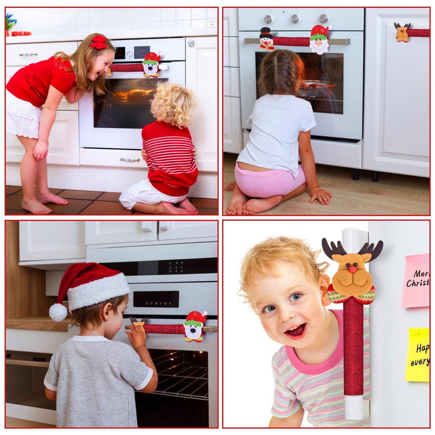 KATUMO Christmas Refrigerator Handle Covers, 8PCS Kitchen Appliance Handle Protectors - Adorable Snowman Design, Fridge & Microwave Oven & Dishwasher Safe