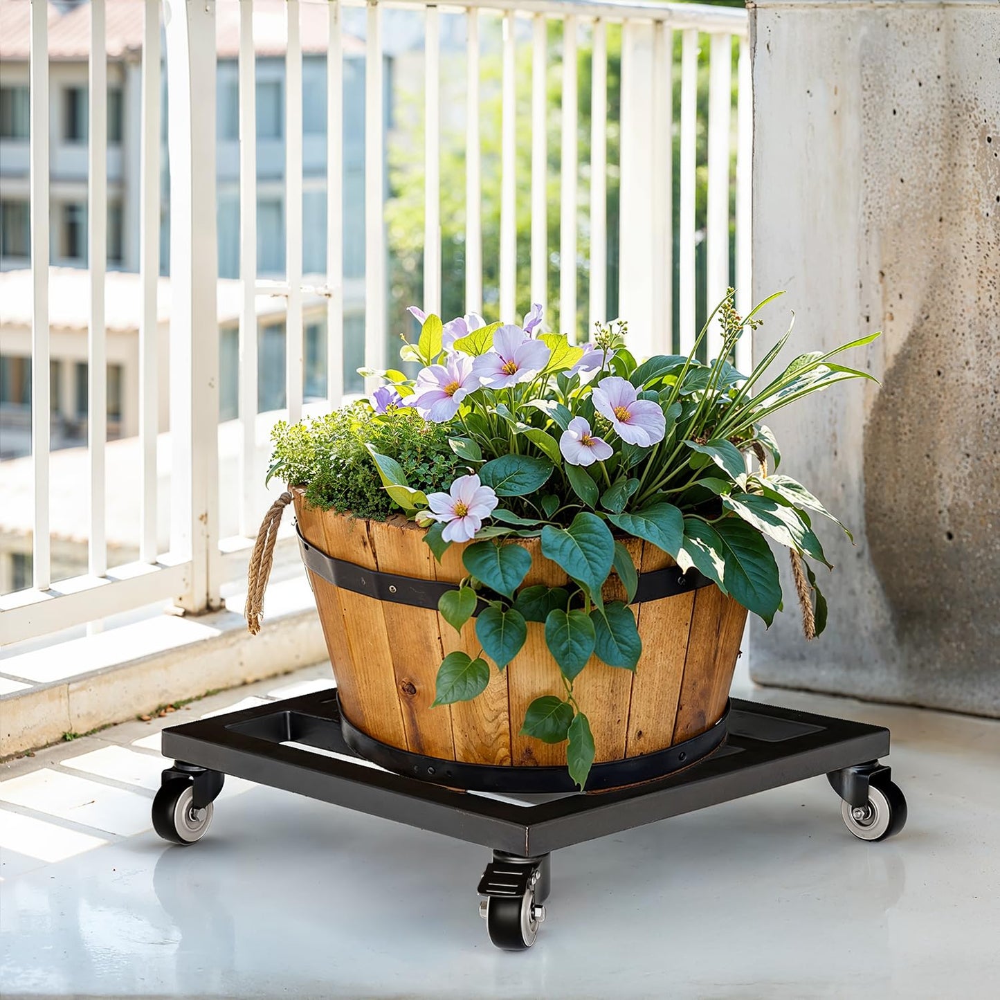IDZO Upgraded apacity 385lbs, 14Inch Plant Caddy with Wheels Heavy Duty, Thicker Metal Plant Dolly, Plant Stand with Wheels Hauling Heavy Household Items