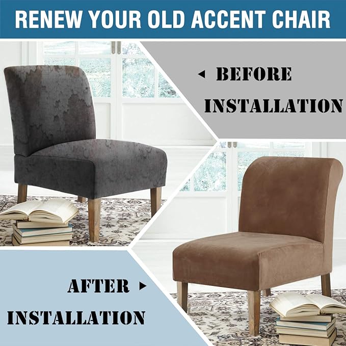 H.VERSAILTEX Armless Accent Chair Covers Thick Velvet Armless Chair Slipcovers