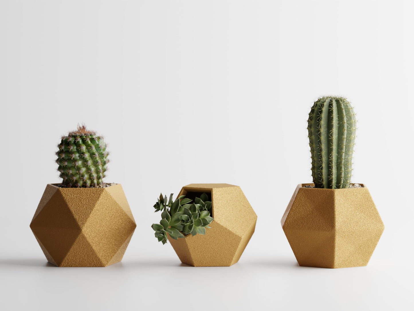 Gallery of Drip 【GeoTrio Modern Geometric Planters】– 3-Piece Faceted Pot Set for Succulents, Cactus, and Indoor Plants – Minimalist Desk Decor, Stylish Gift for Plant Lovers (Gold)