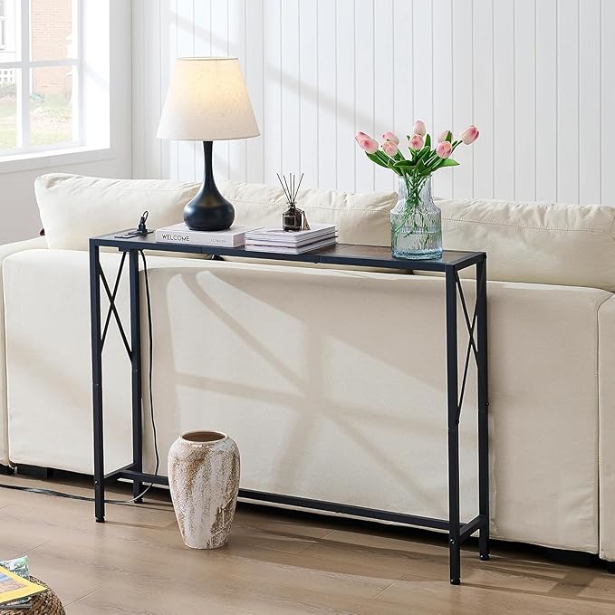 Gewudraw 41.8" Console Table, Narrow Behind The Couch Table