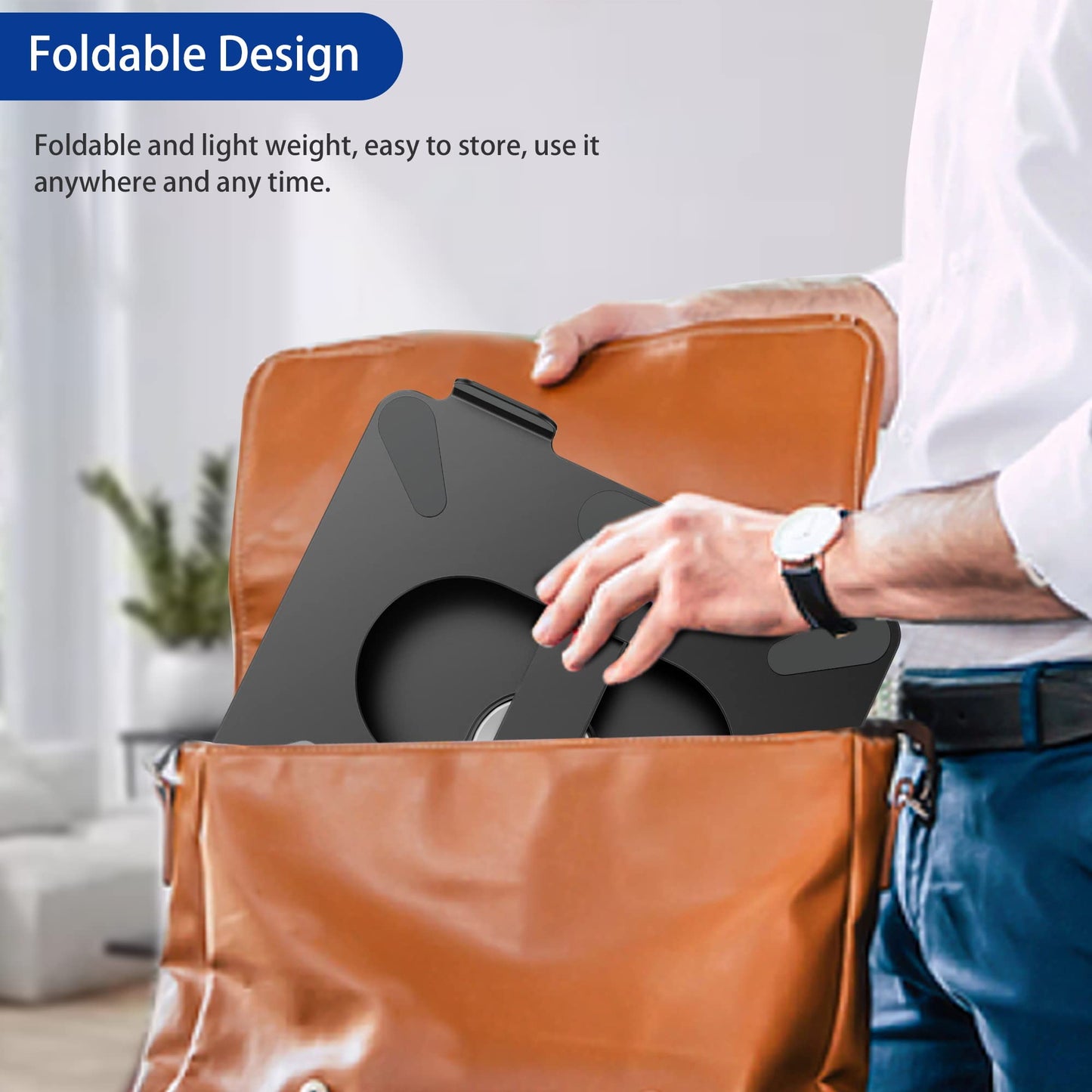 BESIGN LSX7 Laptop Stand with 360 Rotating Base, Ergonomic Adjustable Notebook Riser, Foldable Computer Holder Compatible with 10-15.6" Laptops (Black)
