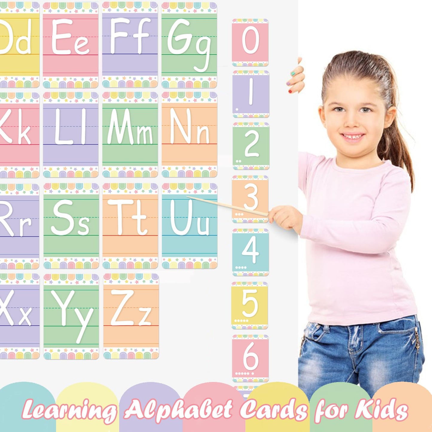 Adduster Bulletin Board Letters - ABC Alphabet Poster Classroom Decorating Set Toddler English Poster Kindergarten Elementary Classroom Nursery Home Wall Decoration(Soft Tones)