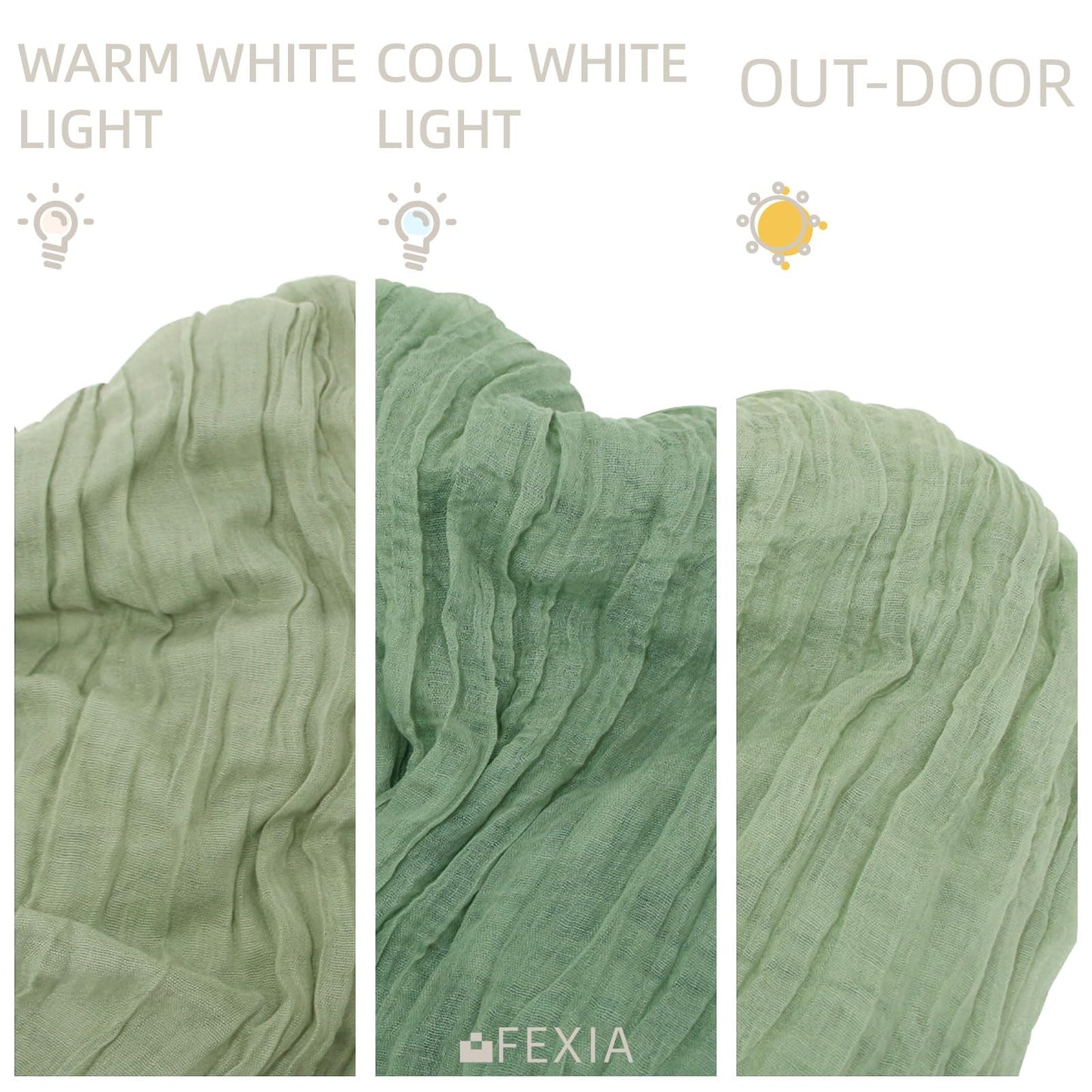 FEXIA 3Pcs Sage Green Cheesecloth Table Runner for Baby Shower Decoration Summer Gauze Table Runner for Wedding Party Engagement Bridal Shower Home Decor Birthday Decoration (35x120 Inches)