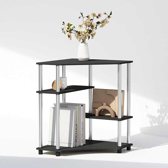 Furinno Turn-N-Tube Storage Shelves, 4-Tier Corner Shelf, Toolless Assembly