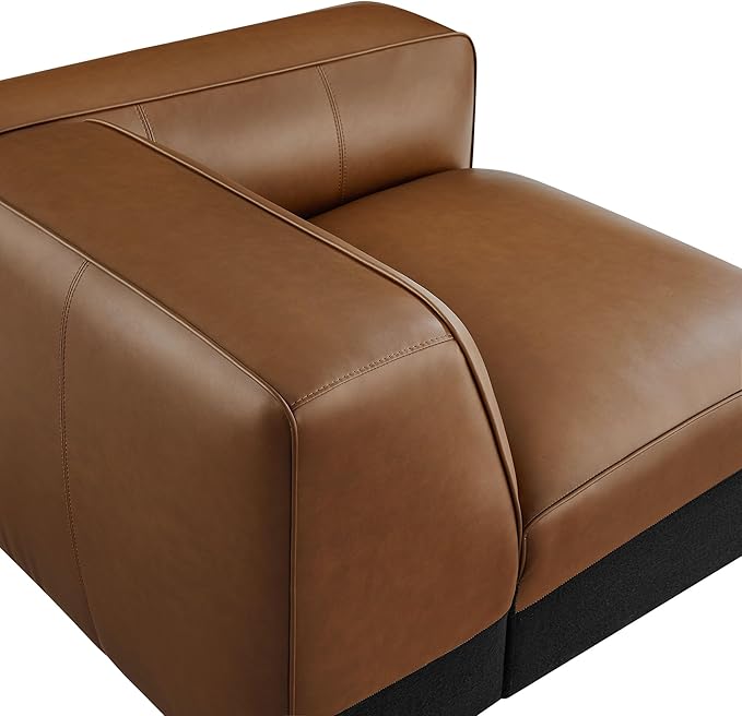 Modway Auren Vegan Leather Right Modular Armchair in Coffee