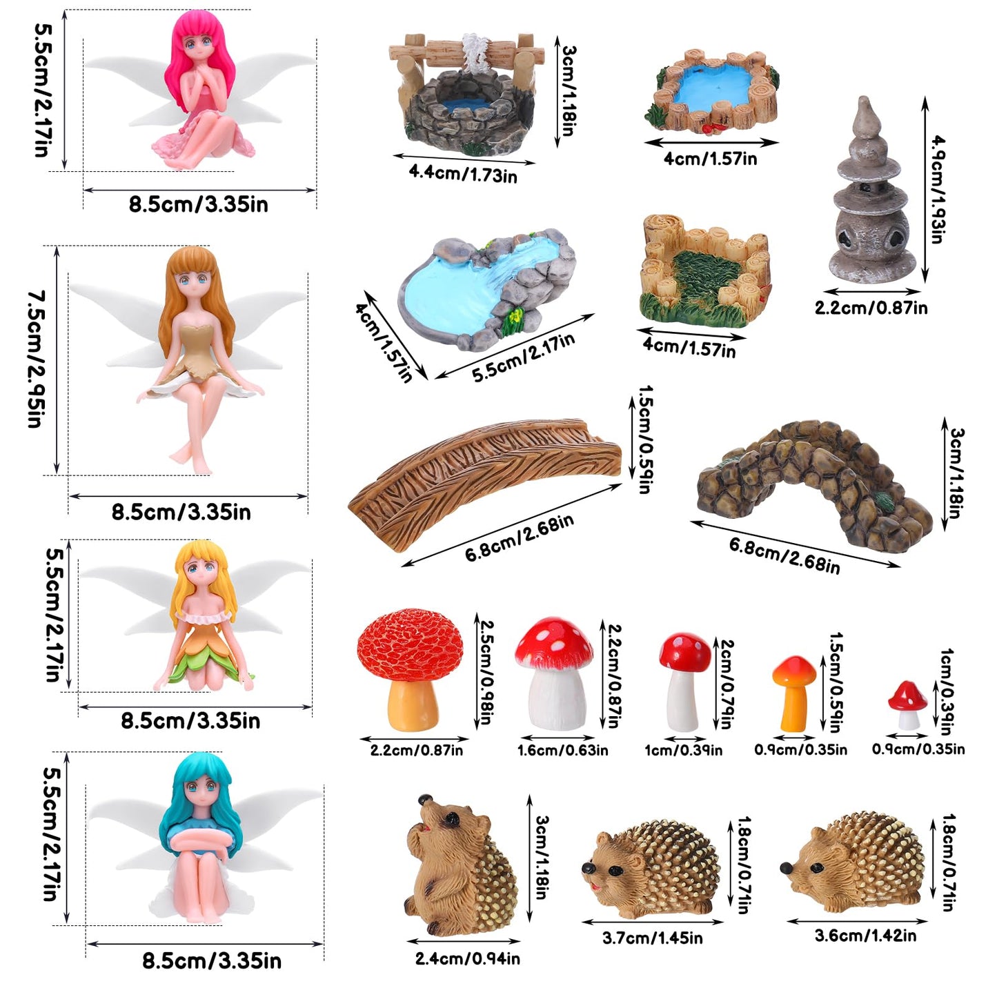 GGSTDDUP 28Pcs Fairy Garden Accessories, Miniature Garden Ornaments Landscape Decorations Mini Fairy Figures Animal Plant Set for Outdoor DIY Terrarium Potted Plants Dollhouse Desk Decor