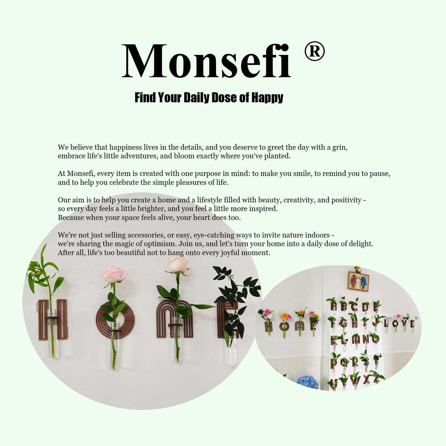 Home Letter Wall Propagation Planters Test Tubes Wall Decor for Hanging Plants Clear Water Plant Vase Brown Wood Water Propagation Station 4 Pack
