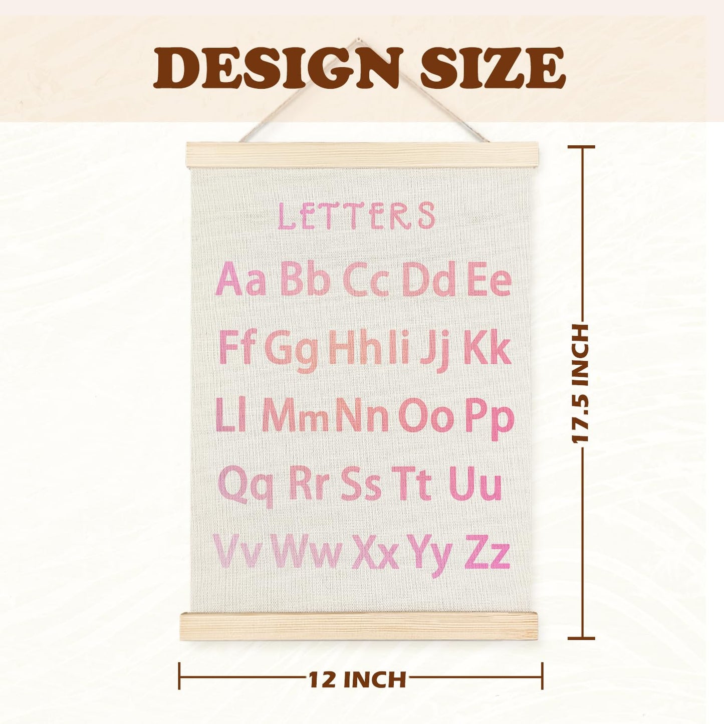 Supwhd Classroom Wall Decor, Numbers and Alphabet Educational Wall Art Poster, Alphabet ABC Numbers from 1 to 20 Poster Wall Decor for Toddler Kids Room Playroom Classroom, 12x16 Set of 2(Pink)