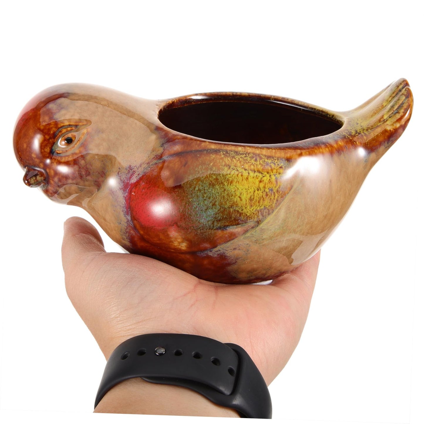 Happyyami Creative Ceramic Succulent Planter Pot with Bird Design Small Indoor Decorative Flower Pot for Succulent Planting and Home Gardening Gift for Garden Lovers