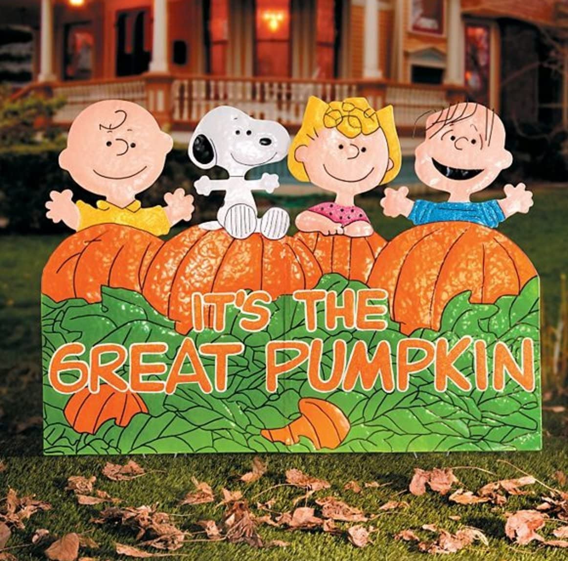 "It's the Great Pumpkin Charlie Brown" Peanuts Gang Hammered Metal Halloween Decoration