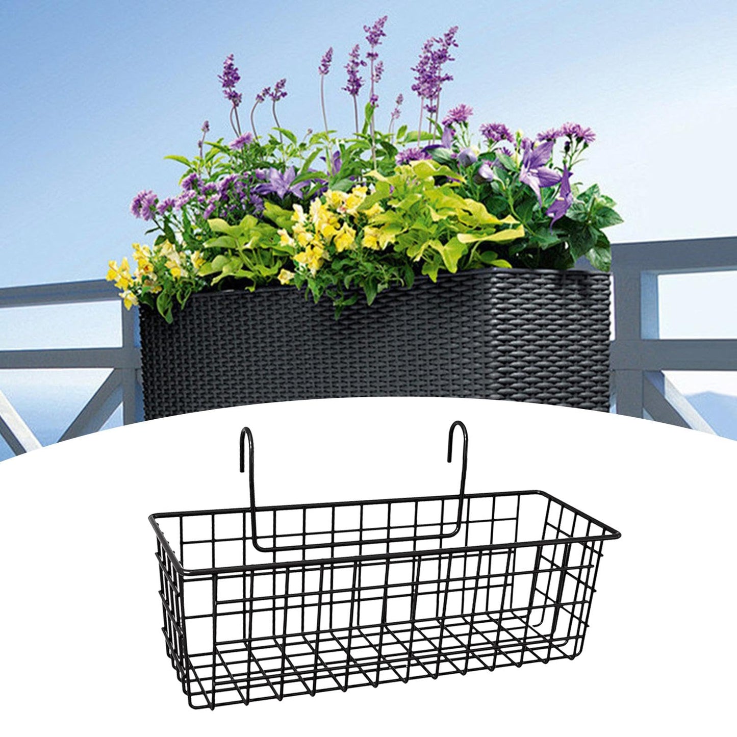 Whtkoph Hanging Planter Basket, Balcony Flower Pot Holder Organizer Porch Deck Plant Pot