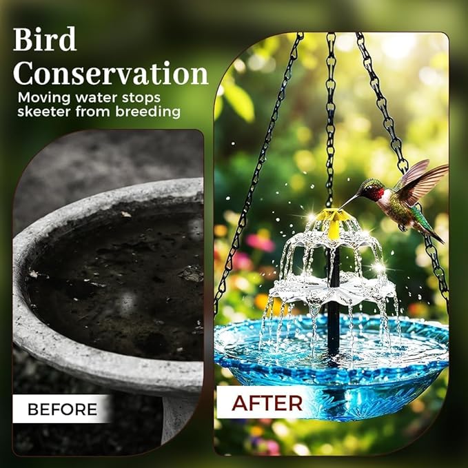 Solar Cascade Hanging Bird Bath Fountain, 2026 New Hanging Bird Bath with Flowing Water for Outdoors Garden Patio Backyard Lawn Decor (Gray)
