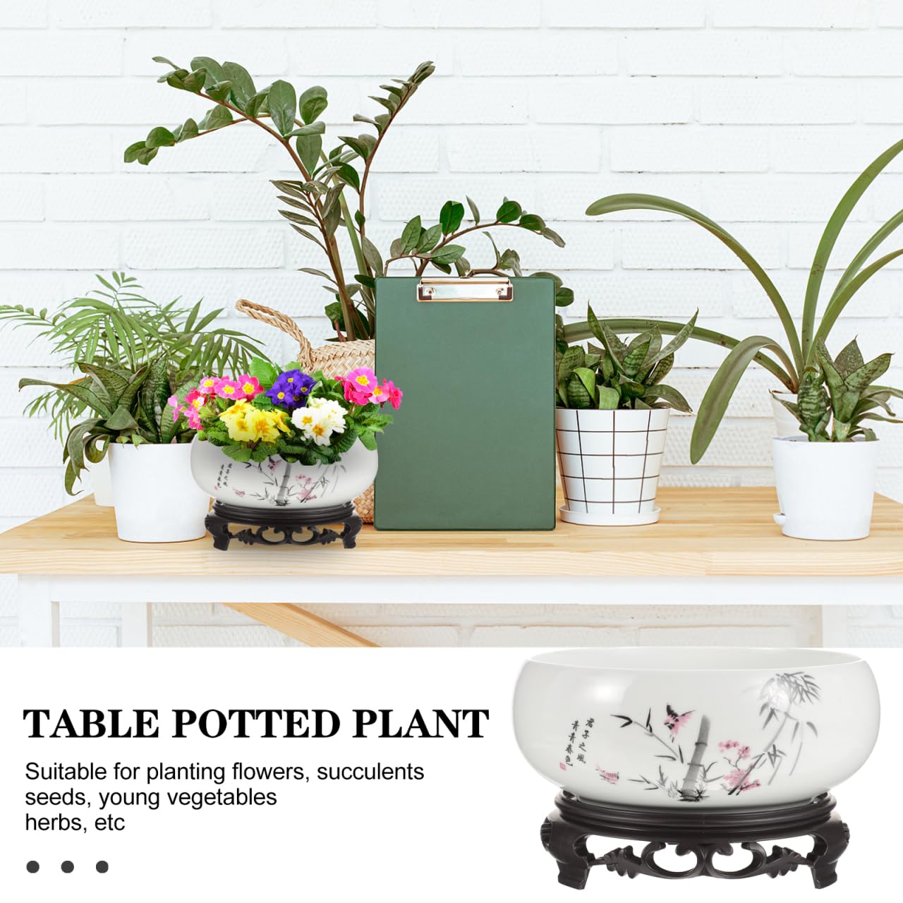 Toddmomy Hydroponic Ceramic Flowerpot Plant Pots Indoor Planters Indoor Ceramic Water Lily Bowl Vase Garden Flower Pot Ceramic Plant Pot Garden Bowl Orchid Pot Betta Fish Money Ceramics