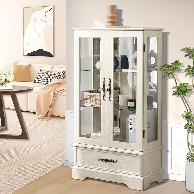 Lighted Glass Curio Display Cabinet