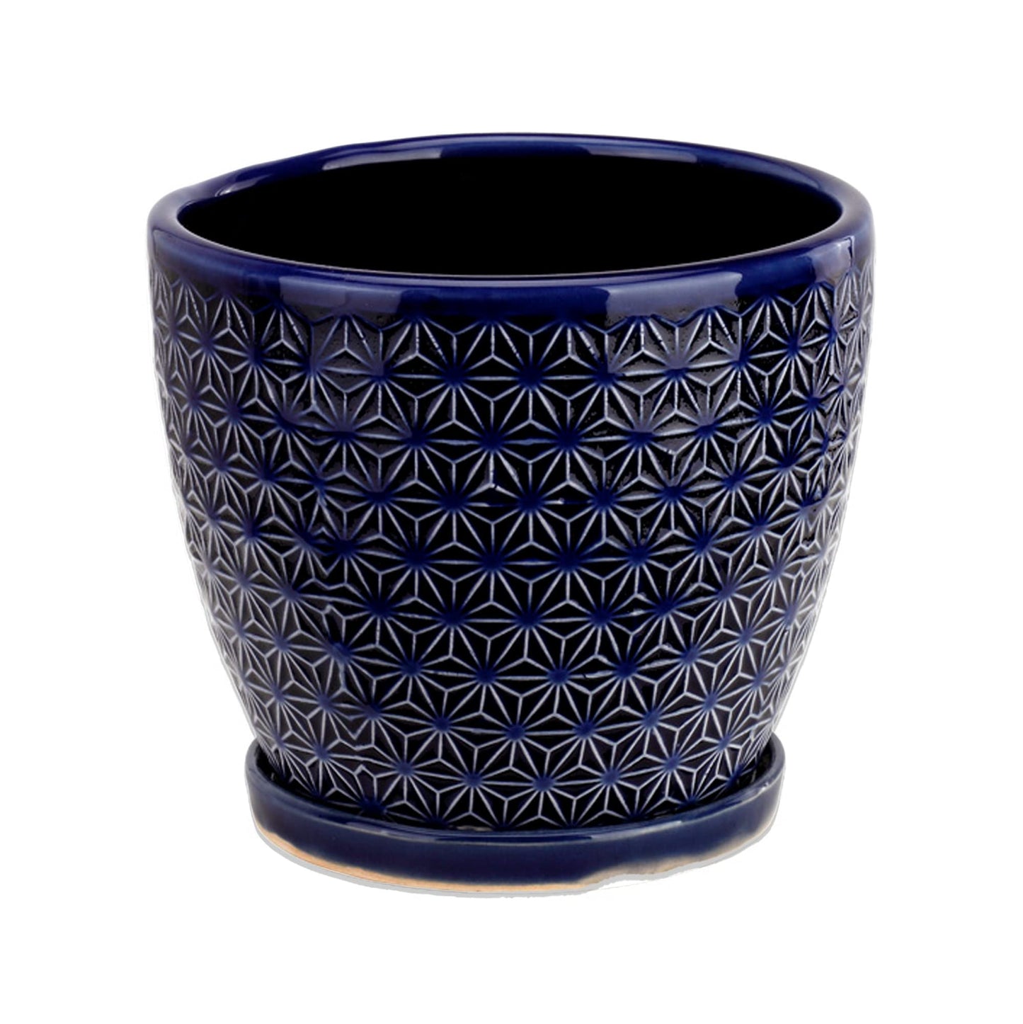 Napco Imports 5.5" Cobalt Blue Textured Prism Patterned Planter with Base' for ASIN 'B079J767VD