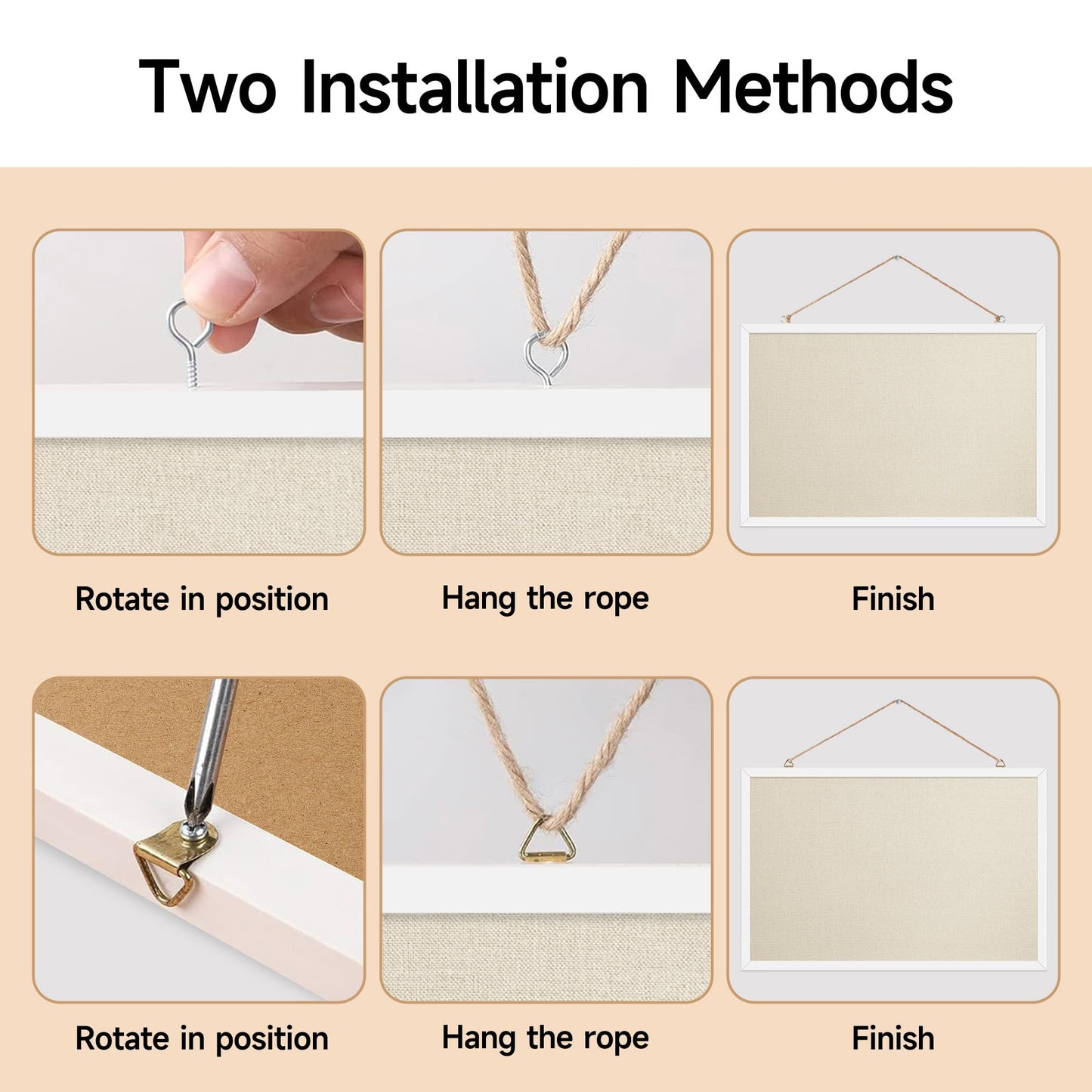 Yunihome 13.3x17.7 Inch Cork Board for Wall Hanging with Linen, Bulletin Board with Push Pins, Mounted Memo Message Board for Home Office Decor, Dorm Room Essentials, Classroom Organization