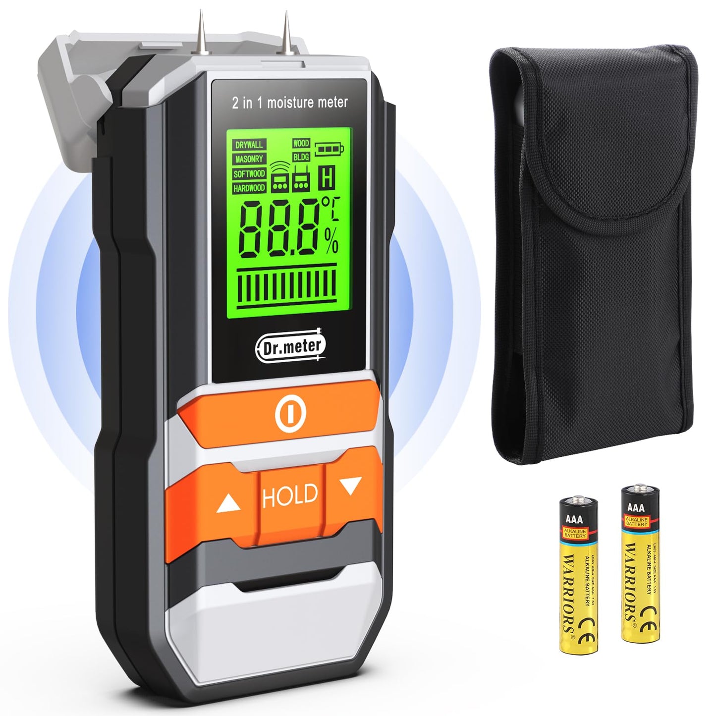 Wood Moisture Meter, 2 in 1 Pin & Pinless Moisture Tester, Digital Humidity Sensor Detector for Wood Firewood Drywall Floor Woodworking, Water Leak Detector for Building Home