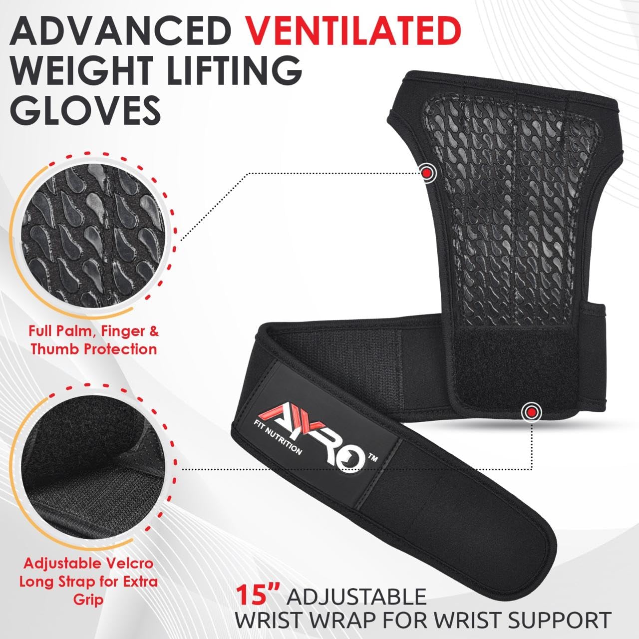 AYRO Workout Gloves for Men & Women β Gym Gloves for Men, Weight Lifting Gloves, with Wrist Support, Breathable Palm Padding, Non-Slip Grip β Ideal for Gym, Fitness, Cross Training, Cycling Gloves
