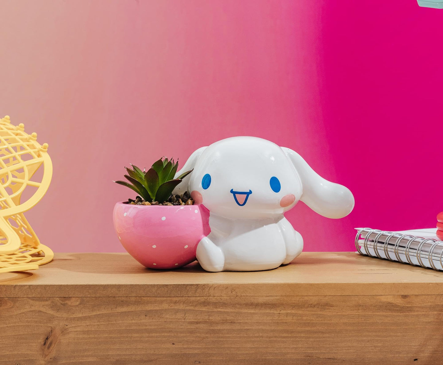 Silver Buffalo Sanrio Cinnamoroll Strawberry 4-Inch Sculpted Ceramic Mini Planter with Artificial Succulent