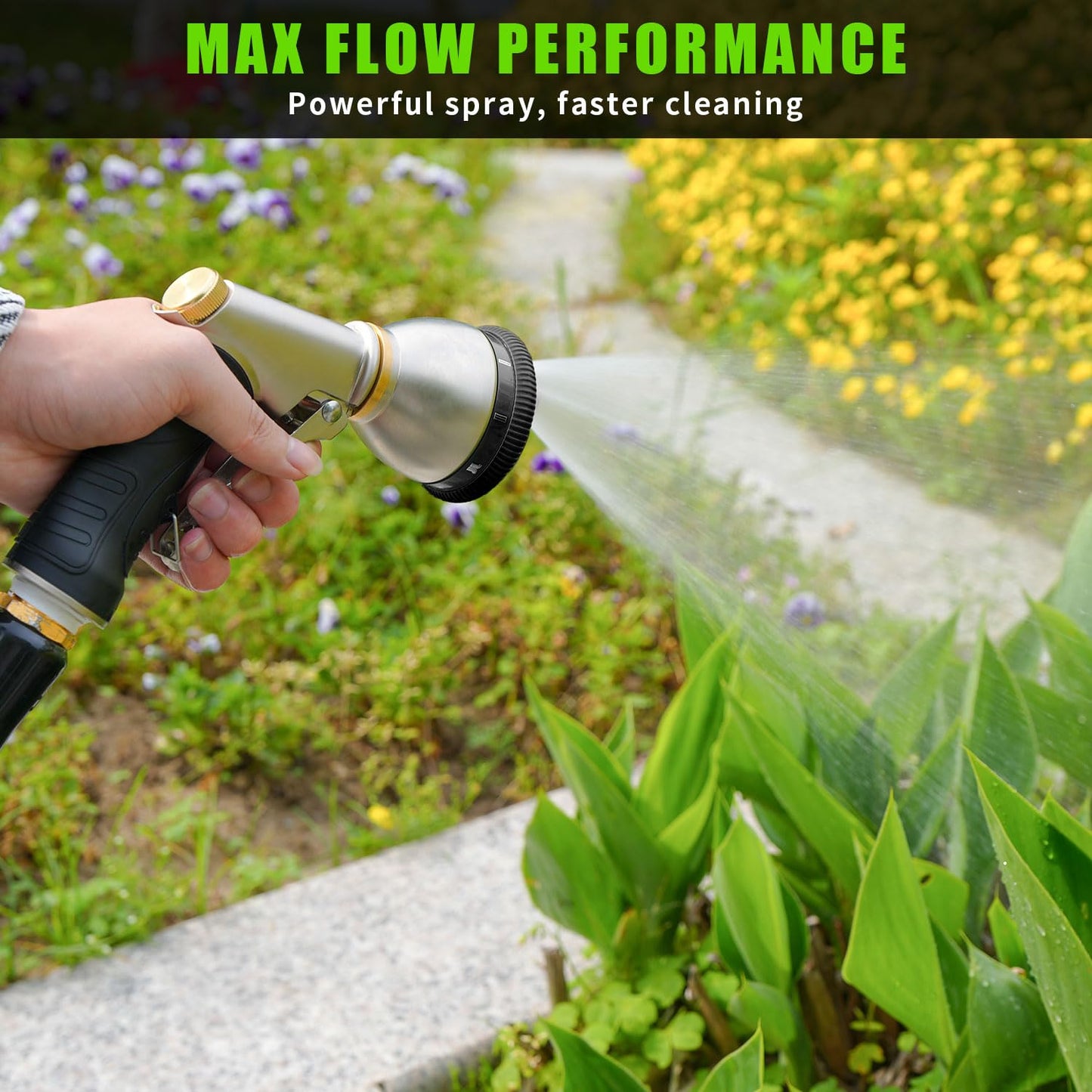 Besiter Garden Nozzle Sprayer, High Pressure Metal Water Hose Sprayer with 9 Watering Patterns, Heavy Duty Sprayer for Washing Cars, Watering Plants, Cleaning Yard & Showering Pets (Black)
