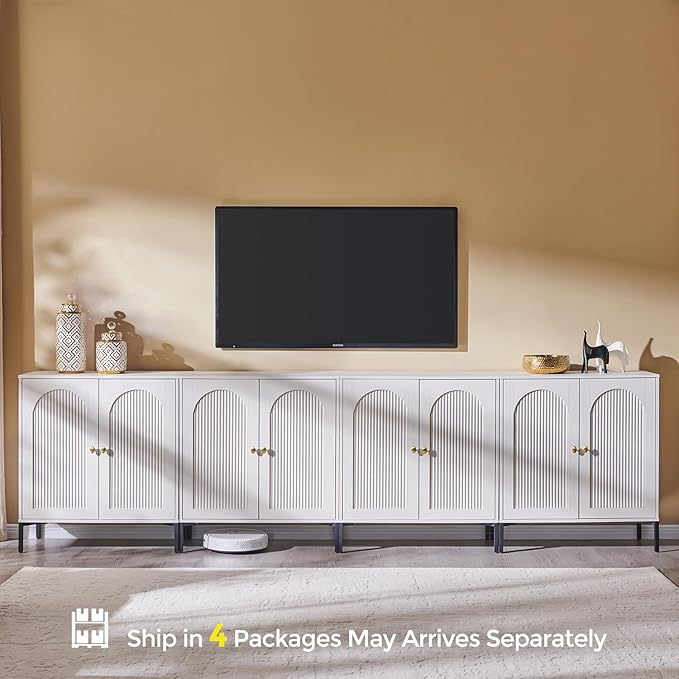IFBUY Modern Sideboard Buffet Cabinet, 123.5" W Fluted Arched Buffet Cabinet