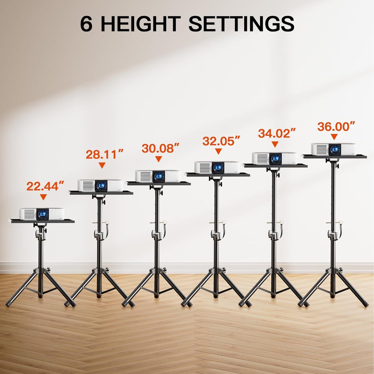 AMADA Projector Stand, Laptop Stand with Adjustable Height 22 to 36 inch, Heavy Duty Projector Mount as DJ Racks, Portable Projector Tripod Stand, Tall Floor Stand for Office, Home, Stage or Studio