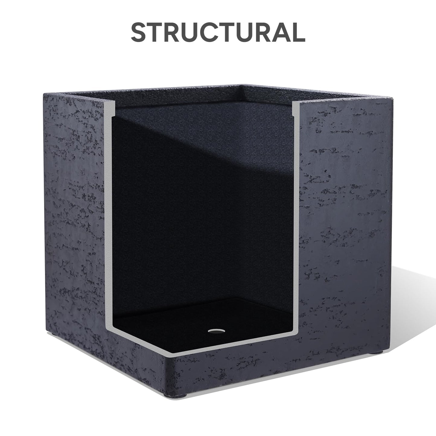 TerraDeco 20 Inch Square Concrete Planter(20Lx20Wx20H,48 Pounds),Durable All-Weather Use with Drainage Holes,Large Square Planter for Outdoor Indoor Plants