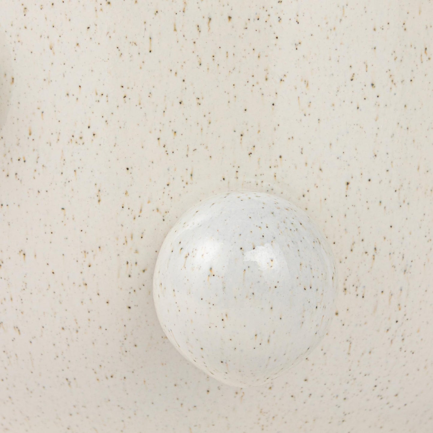 9 Inches Round Stoneware Planter with Orbs and Reactive Glaze, Holds 8 Inches Pot, Speckled Cream