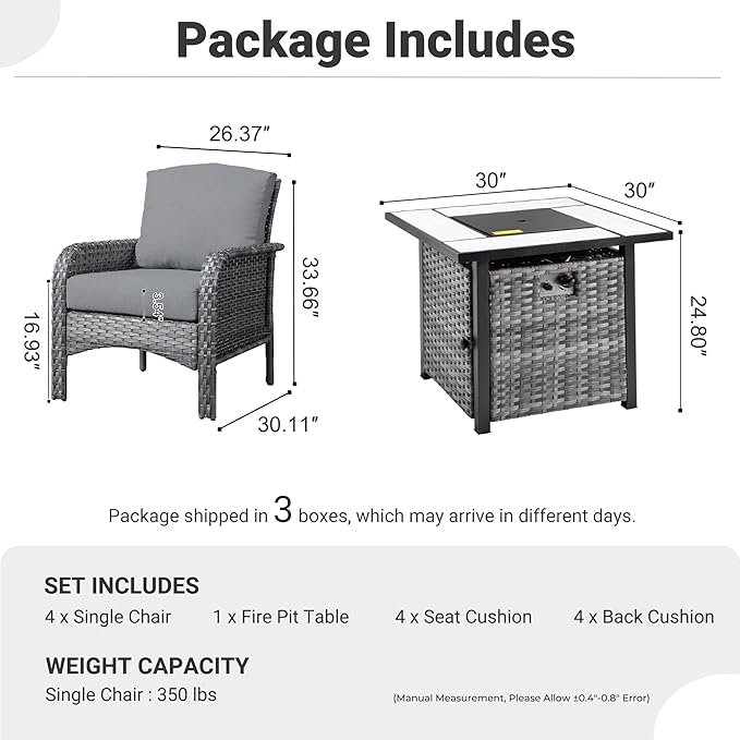ovios 5-Piece Patio Furniture Set, Outdoor Wicker Sofa
