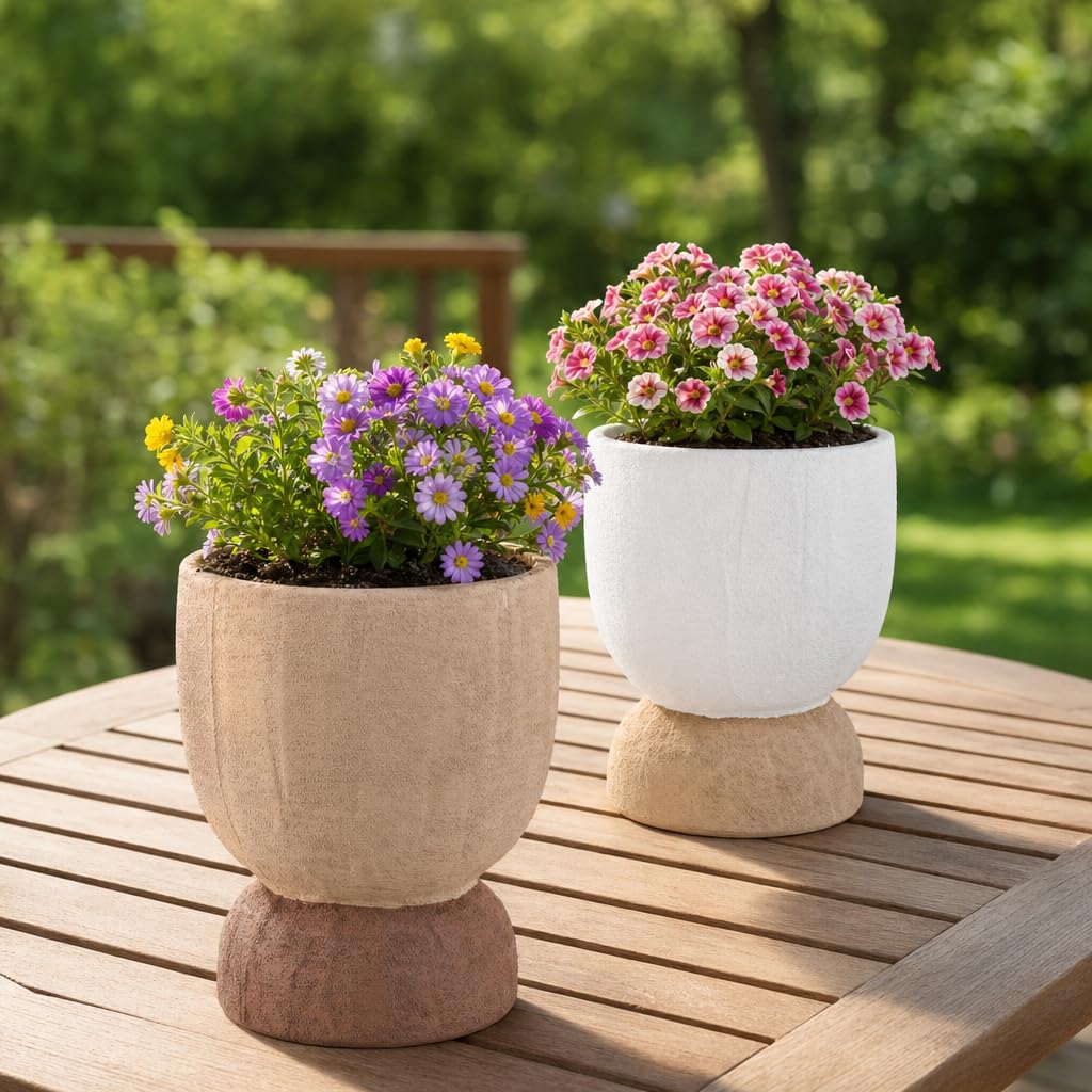DREAMLOOM Terracotta Planter for Plant Flowers, 6.4Inch Terracotta Pots for Succulents, Bonsai, Fairy Gardens, Herbs, Terra Cotta Color(Two-Tone)