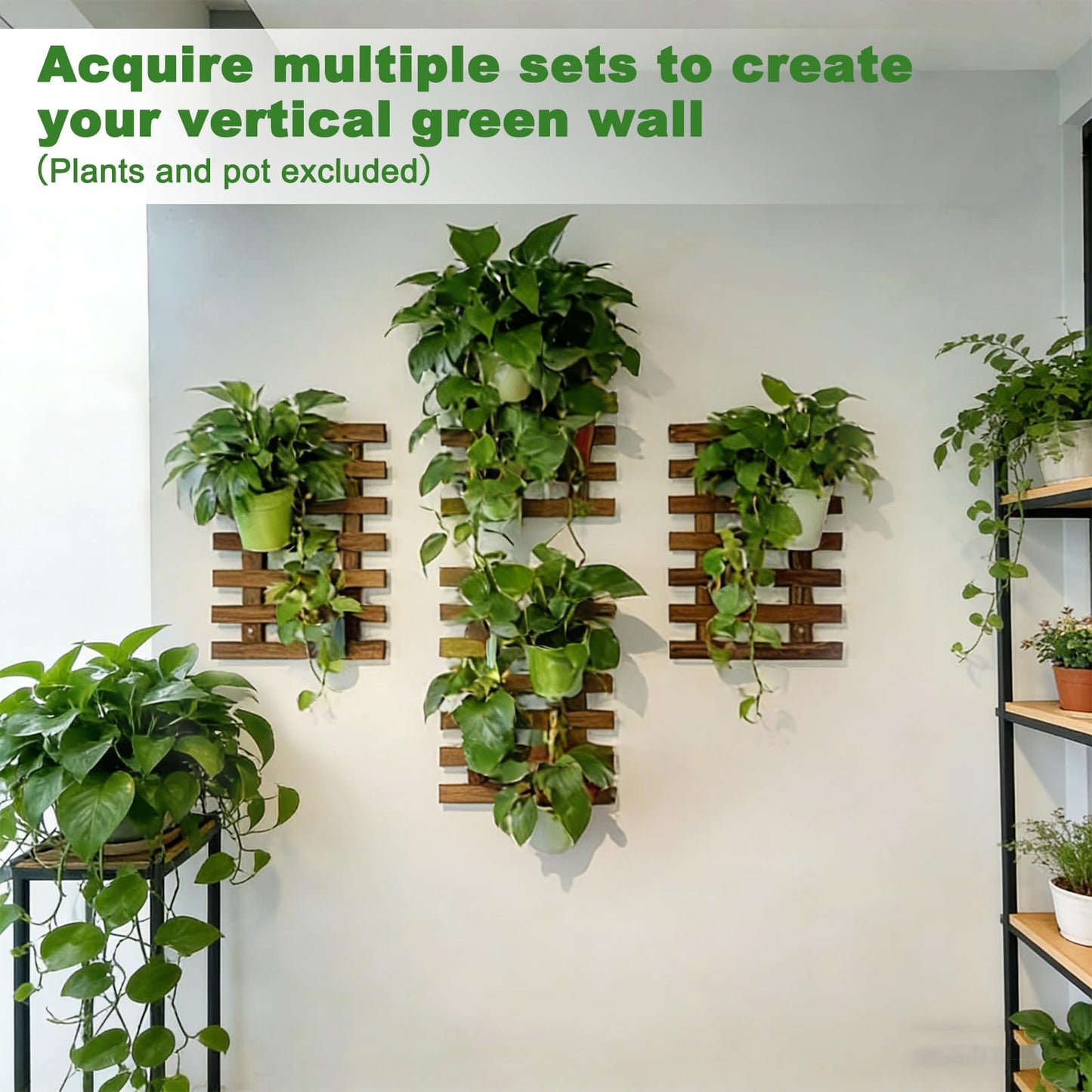 Mulctun 2 Pcs Wall Planters - 11.4"W X 15.7"H Wooden Wall Planters for Indoor Outdoor Plants,Hanging Wood Wall Trellis,Wall Mounted Plant Holder for Orchids,Succulent,Air Plants,Hanging Pots Display