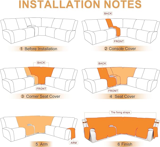 HDCAXKJ 100% Waterproof Reclining Sectional Couch Covers L Shape Recliner Sofa
